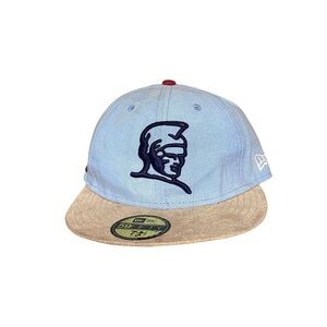 RARE Fitted Hawai’i kamehameha 7 1/4 New Era Blue and Tan Cap